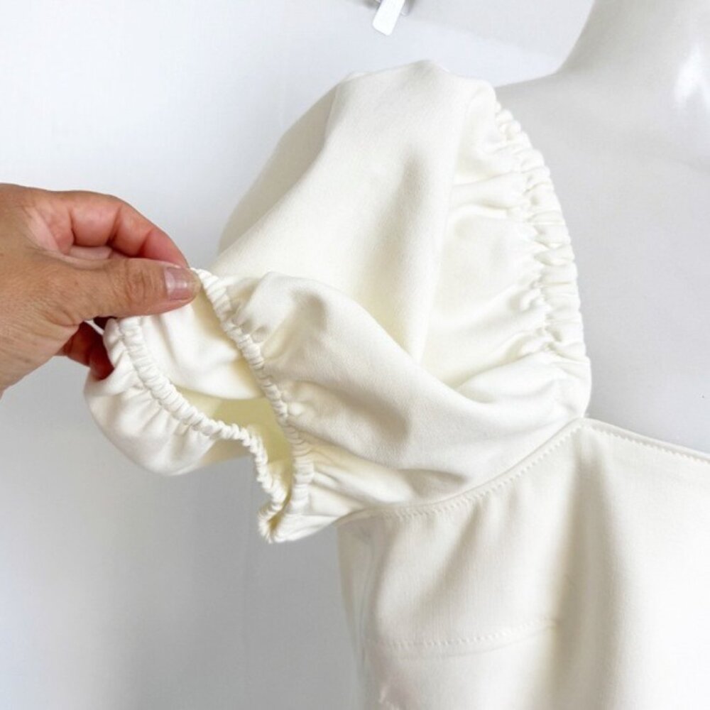 Cinq à Sept Havana Puff-Sleeve square neck ivory Mini Dress 12 - Picture 10 of 15